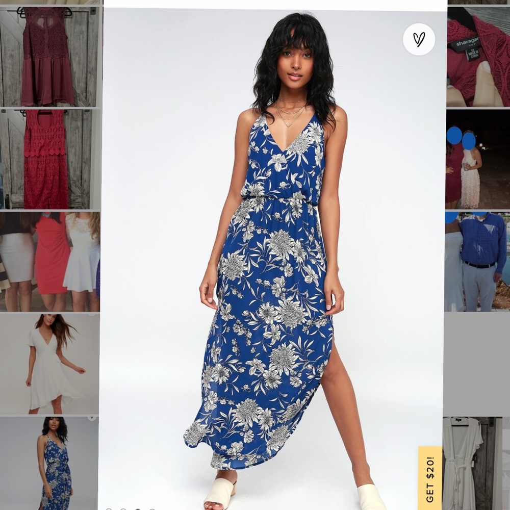 Lulu’s blue and white floral midi dress, size L (worn once)